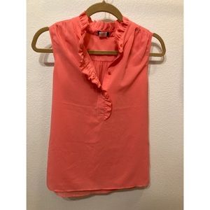 J. Crew Sleeveless Ruffled Collar Blouse | Coral | Size 0